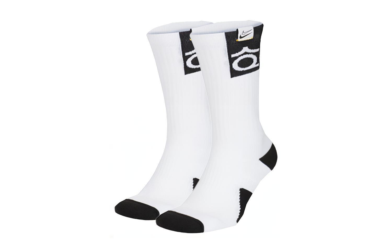 Nike Basketball sports knee socks with letters, white set, mid-length, men's style