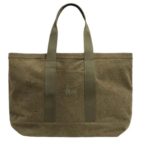 Stussy Cotton Canvas Tote Bag, Shopping Bag, Handbag, Shoulder Bag Unisex Olive