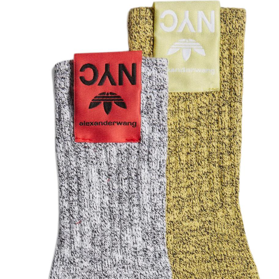 Adidas Originals Crew Socks Unisex 2 Pack Yellow/Gray