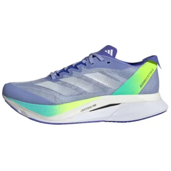 Adidas Adizero Boston 12 Running Shoes Women's Low-Top Blue Sparkle/Zero Metal/Diamond Blue
