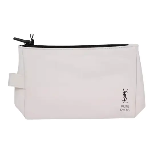 SAINT LAURENT White Matte PU Soft Leather Makeup Bags