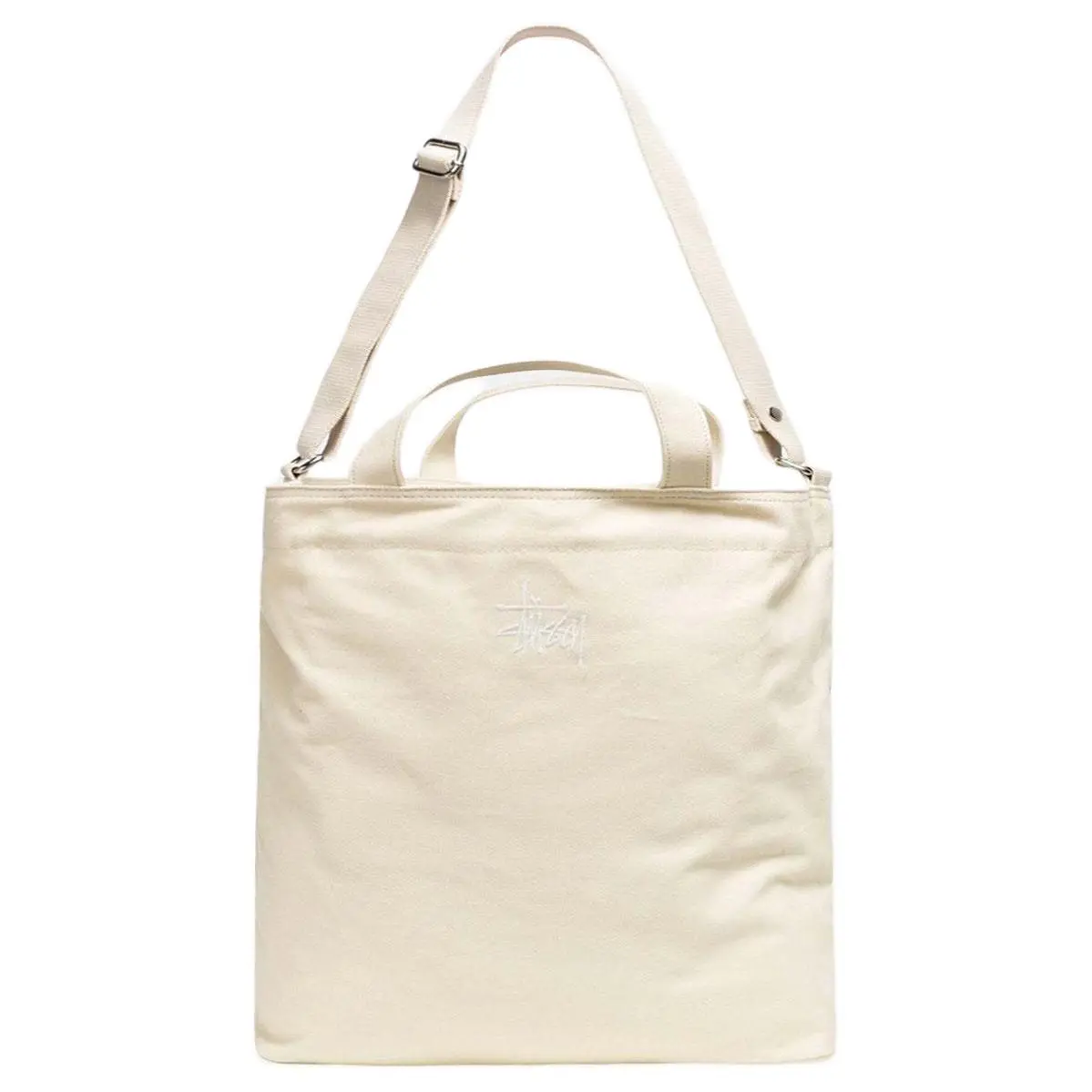 Stussy Cotton Canvas Handbag, Shoulder Bag, Crossbody Bag Unisex Natural
