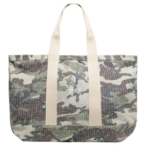 Stussy Cotton Canvas Tote Bag, Shopping Bag, Handbag, Shoulder Bag Extra Large Unisex Camouflage