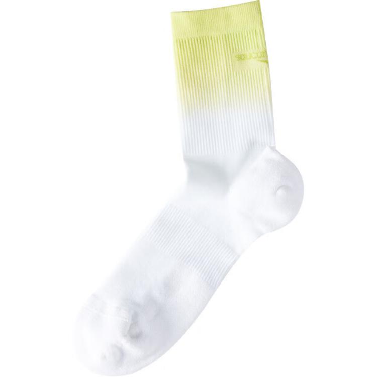 Saucony Crew Socks Unisex 1 Pack Pearl White Yellow Green Gradient