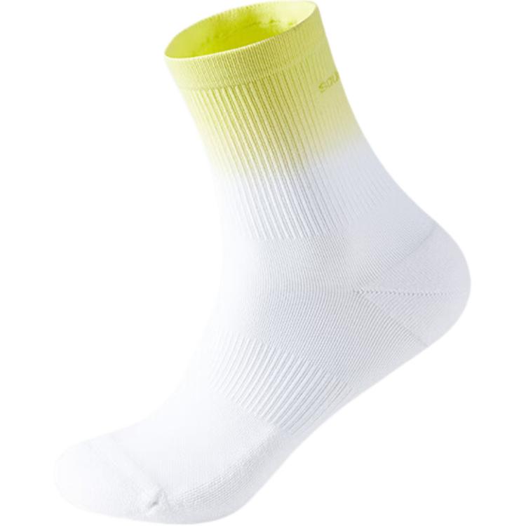 Saucony Crew Socks Unisex 1 Pack Pearl White Yellow Green Gradient