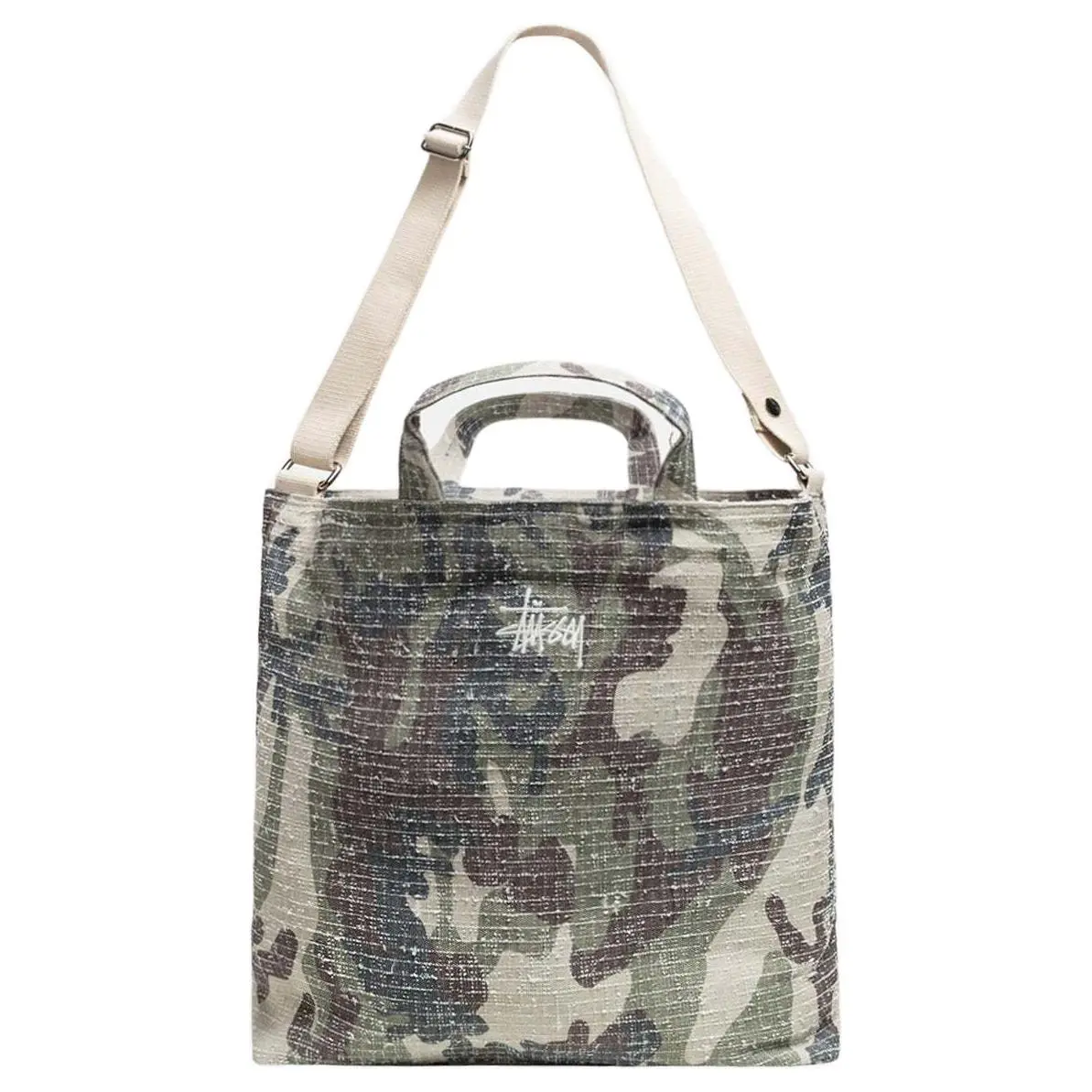 Stussy Cotton Canvas Handbag, Shoulder Bag, Crossbody Bag Regular Unisex Camouflage