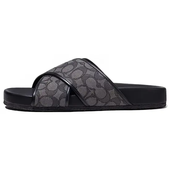 COACH Slide Slippers Men Gray Black