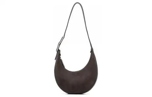 LONGCHAMP Le Roseau Suede Cow Leather Shoulder Bag, Handbag, Shoulder Bag Small Women's Taupe