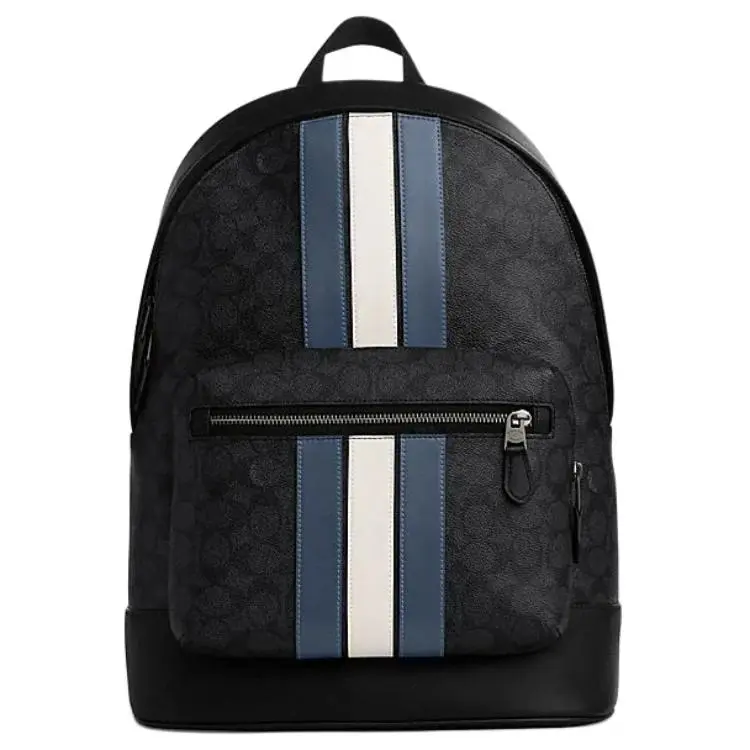COACH West Artificial Leather Backpack Large Men's Carbon Black & Denim Blue & Chalk White