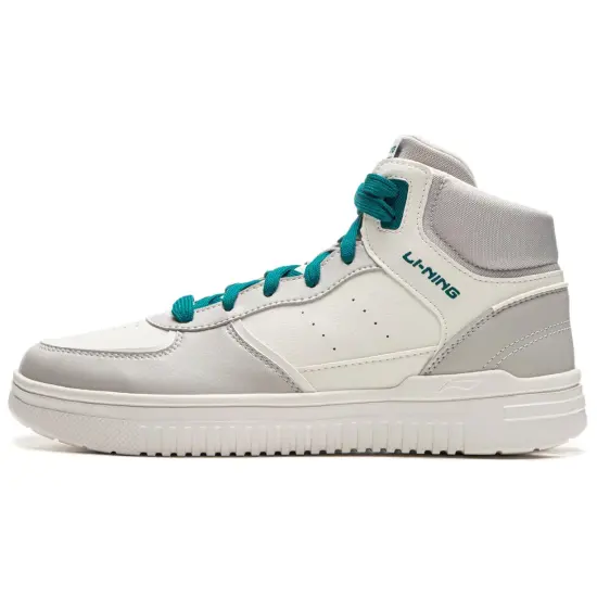 LINING Qingyun Skateboard Shoes Men High-Top Mist White/Antarctic Gray