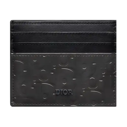 DIOR Leather Card Holder Men's Black