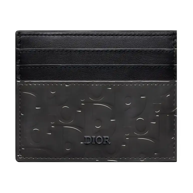 DIOR Leather Card Holder Men's Black