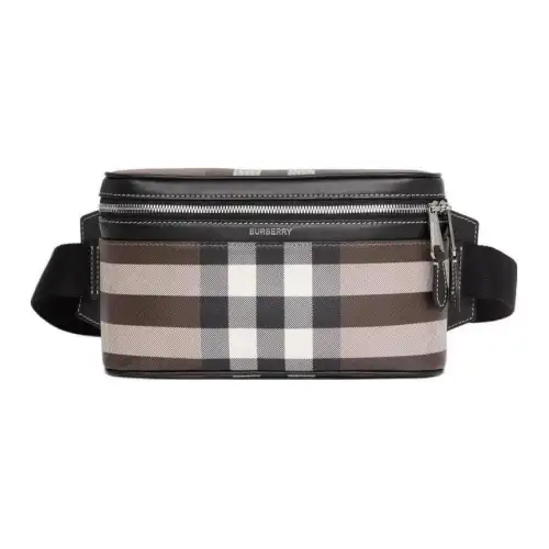 Burberry Cube Leather Cube Bag, Sling Bag, Crossbody Bag, Fanny Pack Unisex Dark Umber/Gray/Black