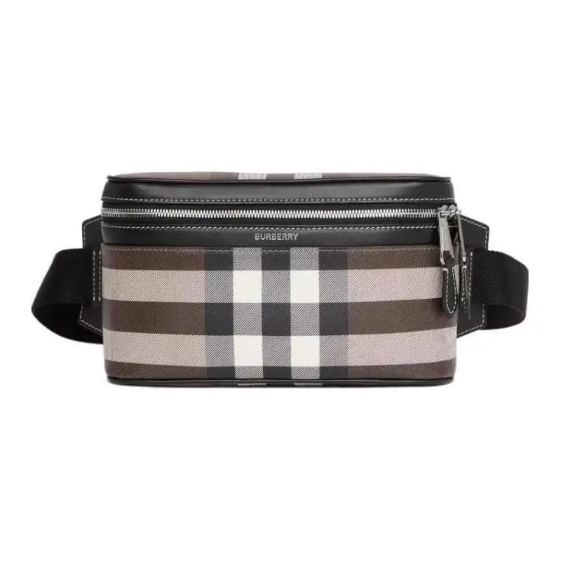 Burberry Cube Leather Cube Bag, Sling Bag, Crossbody Bag, Fanny Pack Unisex Dark Umber/Gray/Black