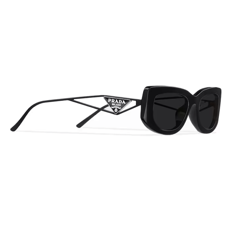 Женские солнцезащитные очки Prada Logo (черные) — фото 3