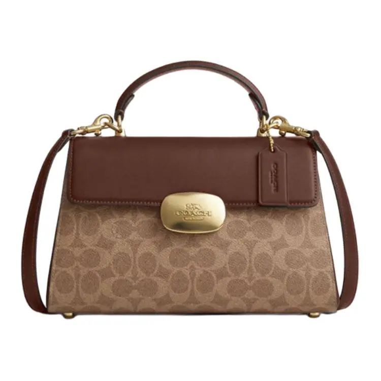 COACH Eliza Artificial Leather Shoulder Bag, Crossbody Bag, Handbag Large Women's Brown