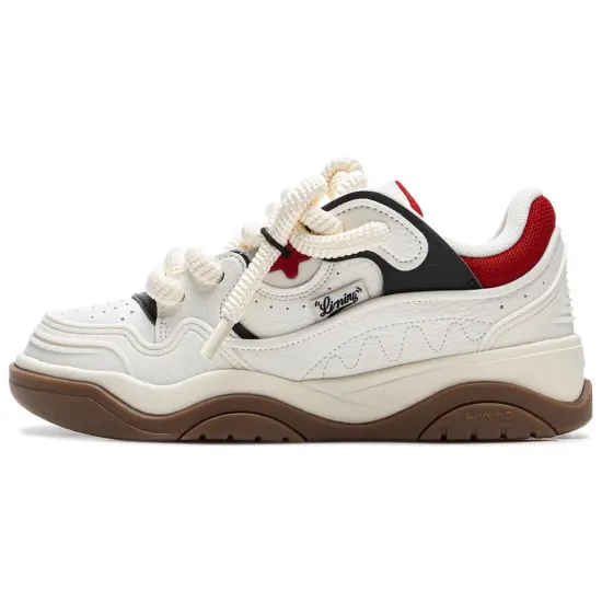 LINING Skateboard Shoes Women's Low-Top Mist White