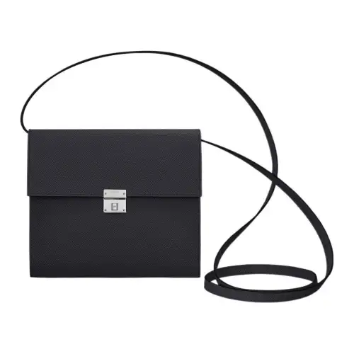 HERMES Clic Epsom Calfskin Shoulder Bag, Crossbody Bag Women's 76 Bleu Indigo