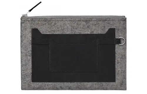HERMES Toodoo Tweed With Epsom Leather Clutch Men's Medium Gray