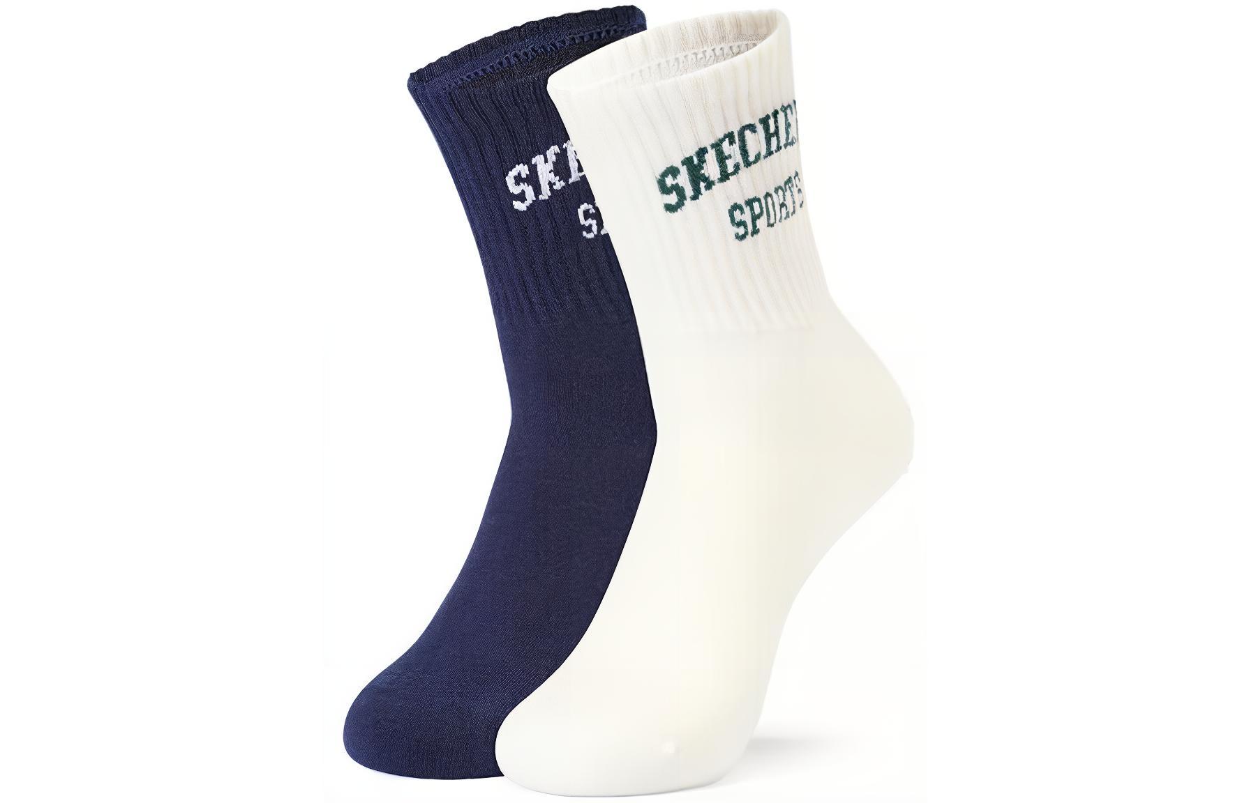 Skechers Colorful Crew Socks Unisex 2 Pack Ocean Cave Blue+Tofu White