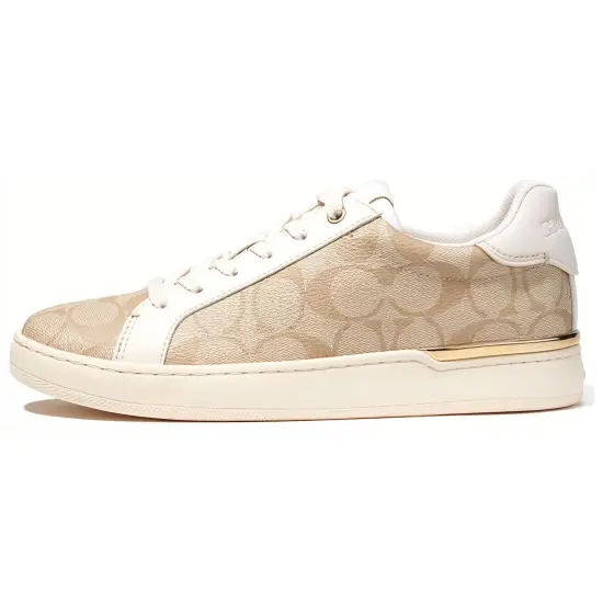 COACH Clip Skateboard Shoes Women's Low-Top Beige