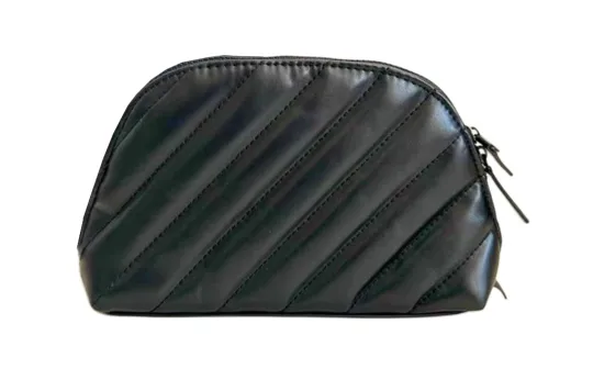 SAINT LAURENT Double Zip Black Makeup Bags Multi layer