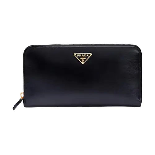 PRADA Cow Leather Wallet Women's Black
