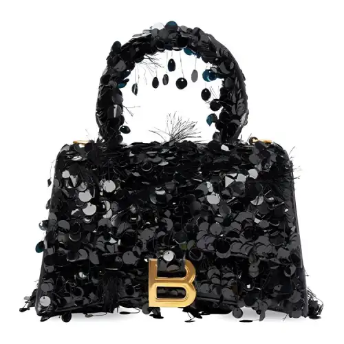 Balenciaga Hourglass Lambskin Shoulder Bag, Crossbody Bag, Handbag Extra Mini Women's Black