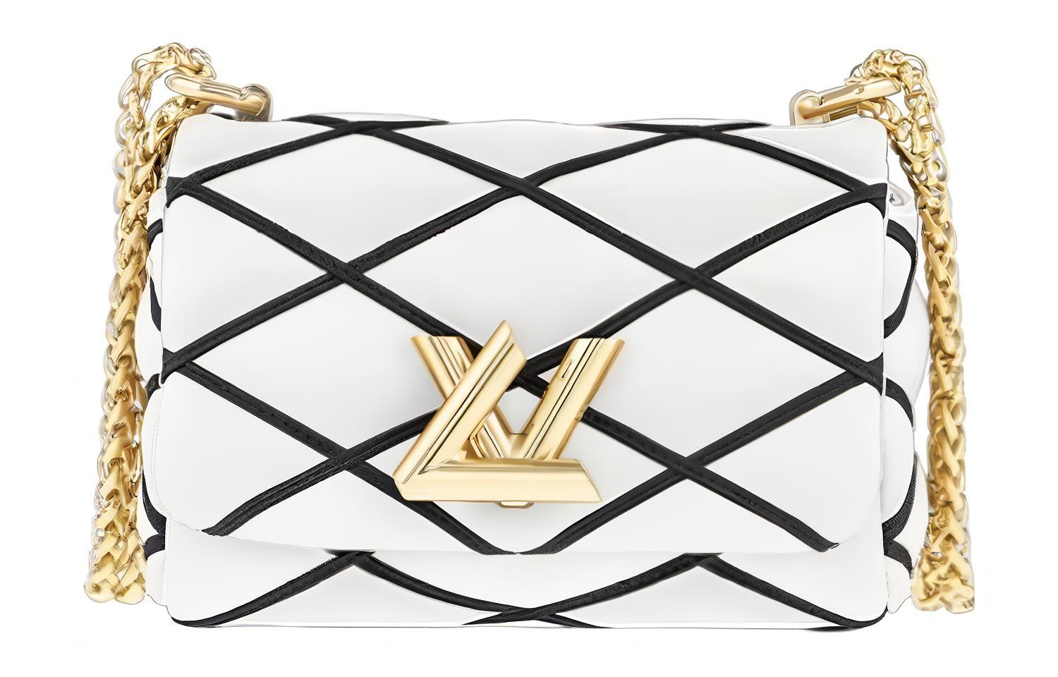 LOUIS VUITTON Pico GO 14 Lambskin Crossbody Bag, Shoulder Bag Women's White & Black