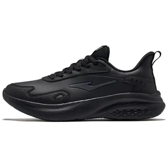 Erke Cushioned Slip-Resistant Low-Top Sprint Running Shoes Men's Jet Black