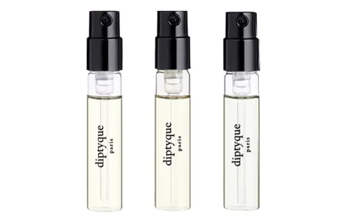 Diptyque, perfume sample contains rose, set sandalwood, fig color, 3 piece set, 2 ml
