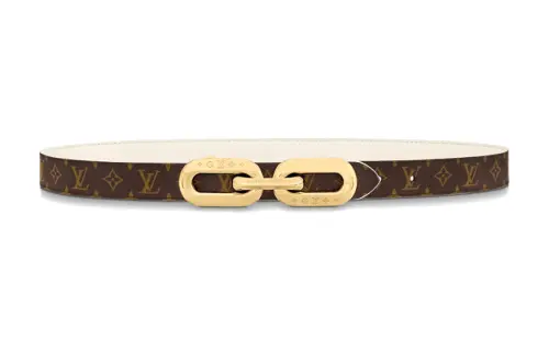 LOUIS VUITTON Calfskin Leather Belts Women's Brown/White Width 2.5cm