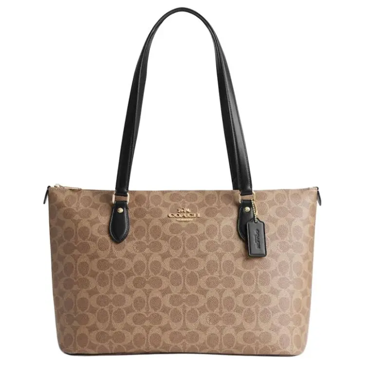 COACH Gallery PVC With Skin Tote Bag, Shopping Bag, Shoulder Bag Large Women's Dark Khaki