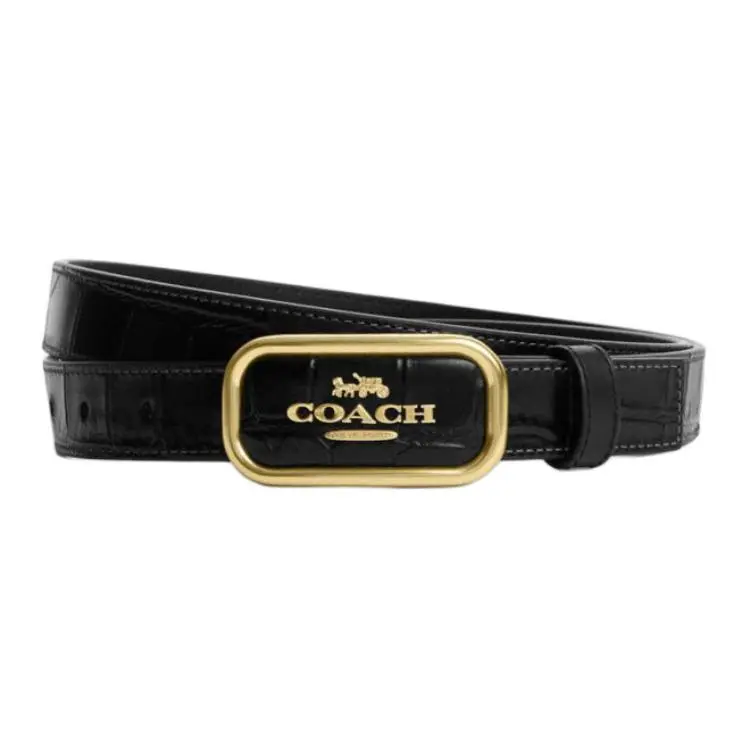 COACH Morgan Cow Leather Belts Women's Black Width 2.5cm