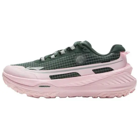 LINING Dilu Running Shoes Women's Low-Top Dark Green/Light Cherry Blossom Pink