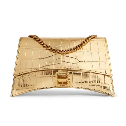 Balenciaga Crush Calfskin Crossbody Bag, Shoulder Bag Women's Gold