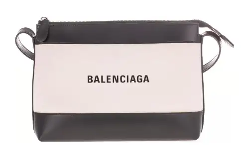 Balenciaga Leather Shoulder Bag Women's Black & Beige