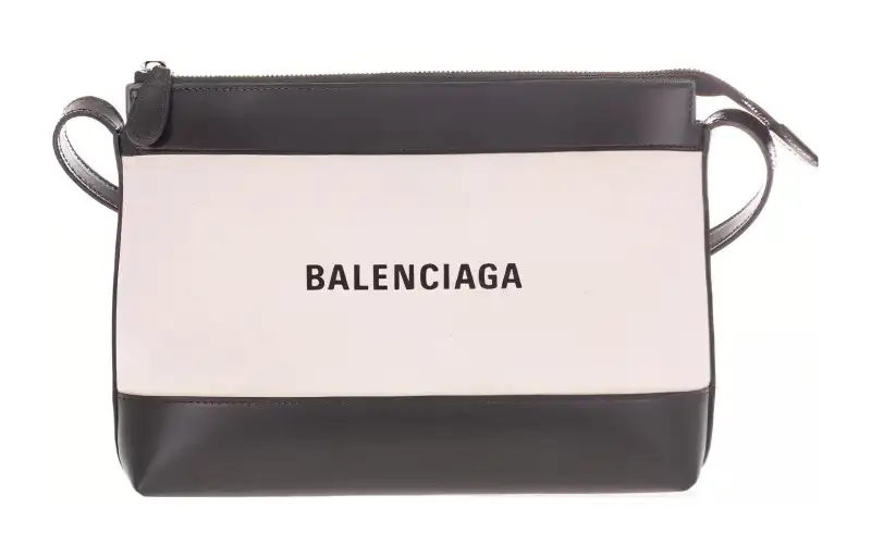 Balenciaga Leather Shoulder Bag Women's Black & Beige