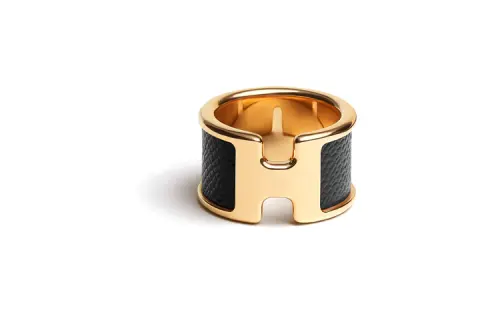 HERMES Olympe Metal Rings Unisex Black
