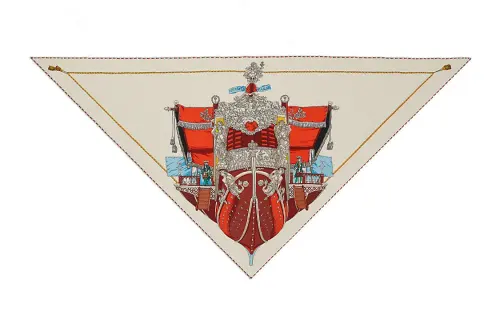 HERMES Knit Scarves Women's Natural/Vermilion/Noise