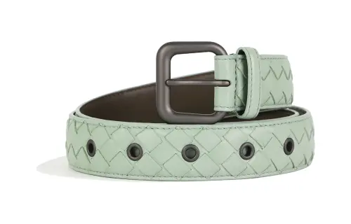 Bottega Veneta Cow Leather Belts Women's Green Width 3cm