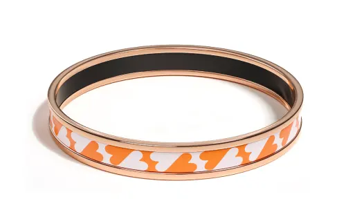 HERMES Cartes A Jouer Patterned Print Bangles Women's Gold