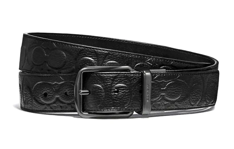 COACH Leather Belts Men's Black Width 3.8cm