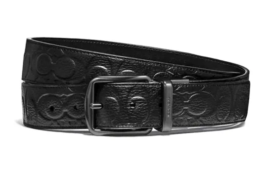 COACH Leather Belts Men's Black Width 3.8cm