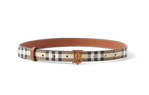 Tb monogram-plaque checked belt