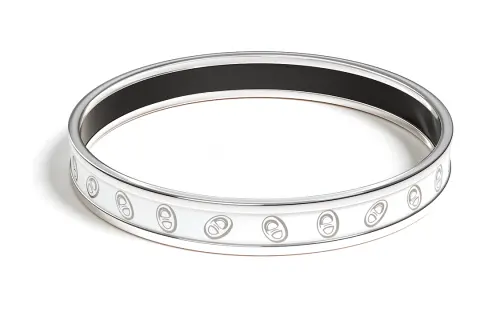 HERMES Enamel, Palladium Plated, Metal Bangles Women's Silver