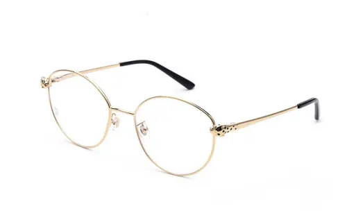 CARTIER Panthère De Cartier Alloy Irregular Shape Eyeglass Frames Unisex Gold
