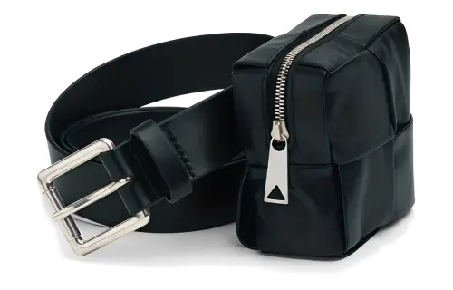Bottega Veneta Cow Leather Belts Men's Dark Green Width 3cm