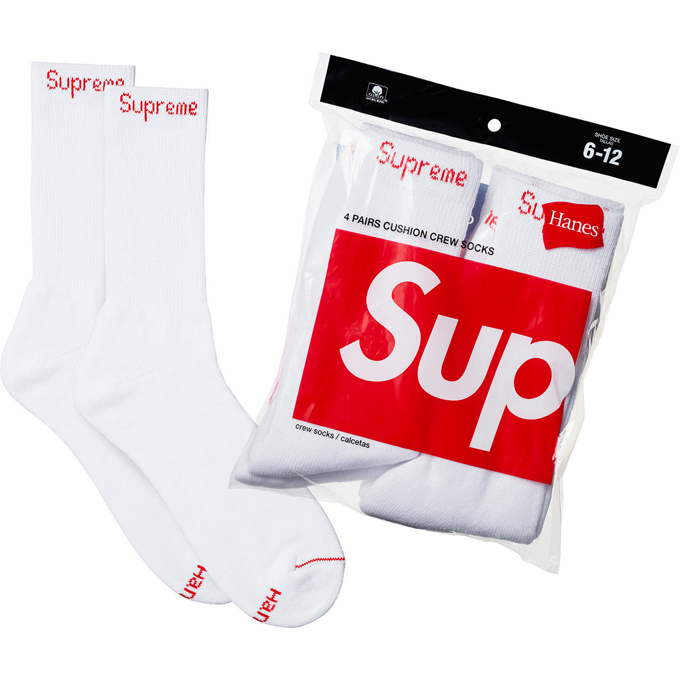 Supreme X Hanes Crew Socks 4 Pack ‘Black’