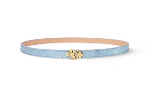 LOUIS VUITTON Leather, Patent Leather Belts Unisex Blue/Beige Width 1.5cm